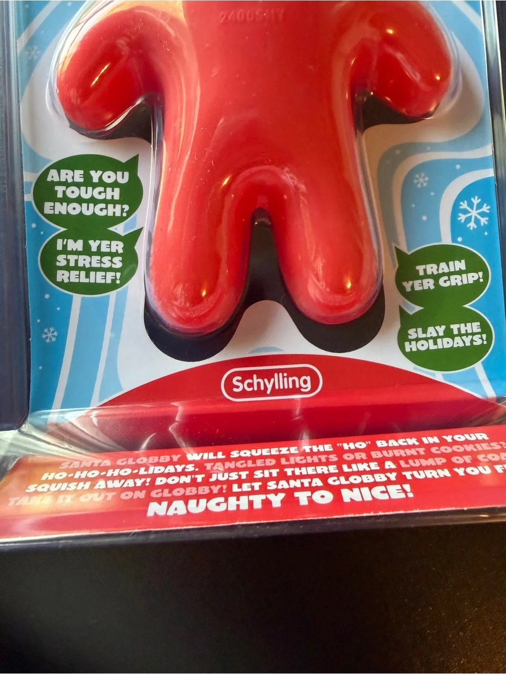 New Schylling Globby Santa Squishy Stress Relief Fidget Toy Get a Grip 5+